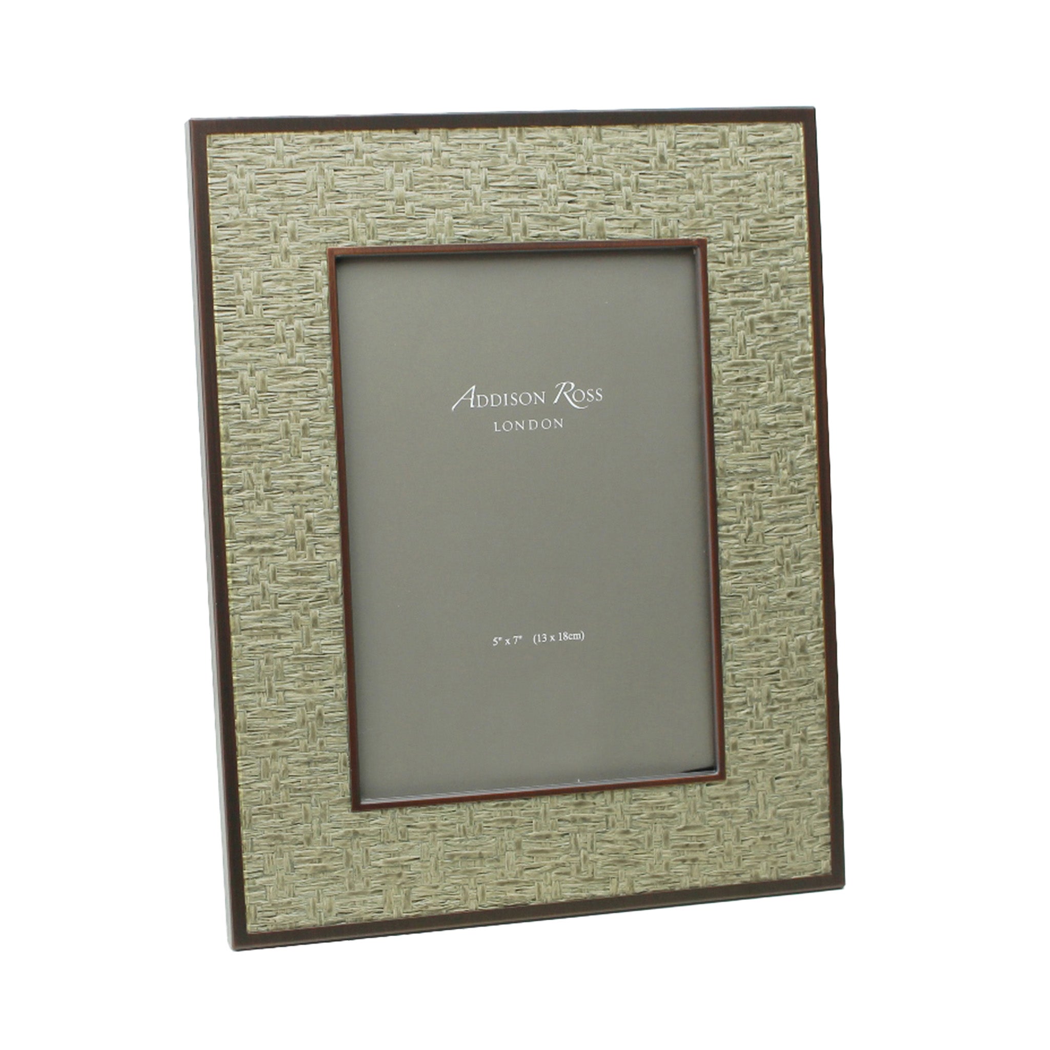 Leather and Moss Rattan Photo Frame